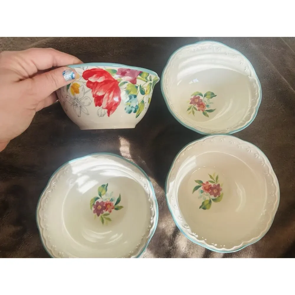 The Pioneer Woman 4 Piece Dip Bowl Set Ceramic Dish Plate